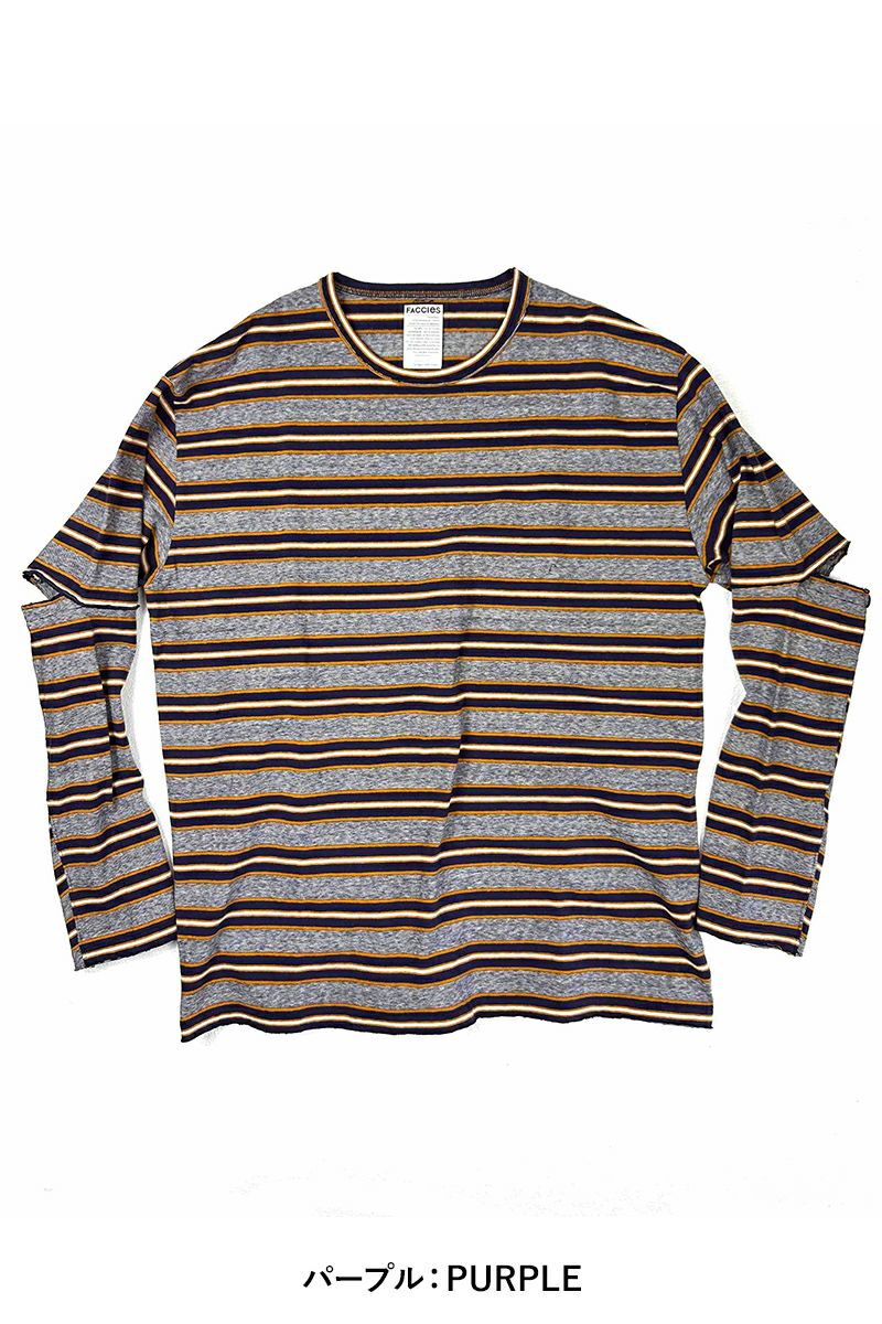 FACCIES(ファッチーズ)VINTAGE ELBOW CUT BD LS ヴィンテージエルボーカットボーダー長袖カットソー F23W02004 -10