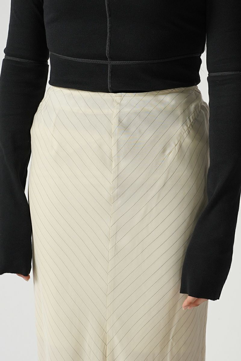 JANE SMITH(ジェーンスミス)WASHED CUPRO STRIPE LONG SKIRT ウォッシュドキュプラストライプ長袖スカート 24SSK-#306L -1