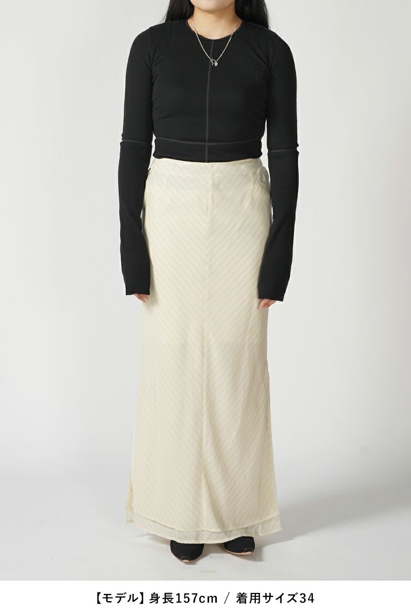 JANE SMITH(ジェーンスミス)WASHED CUPRO STRIPE LONG SKIRT ウォッシュドキュプラストライプ長袖スカート 24SSK-#306L -4