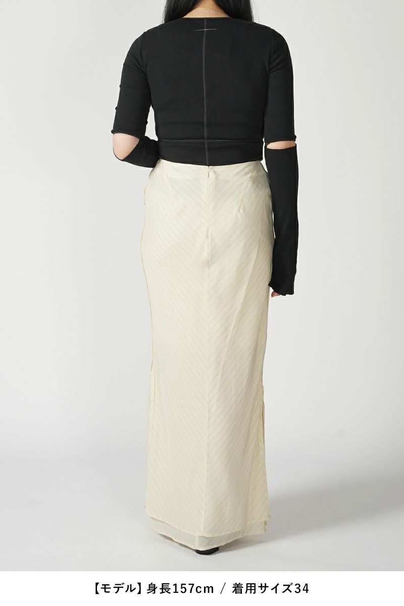 JANE SMITH(ジェーンスミス)WASHED CUPRO STRIPE LONG SKIRT ウォッシュドキュプラストライプ長袖スカート 24SSK-#306L -5