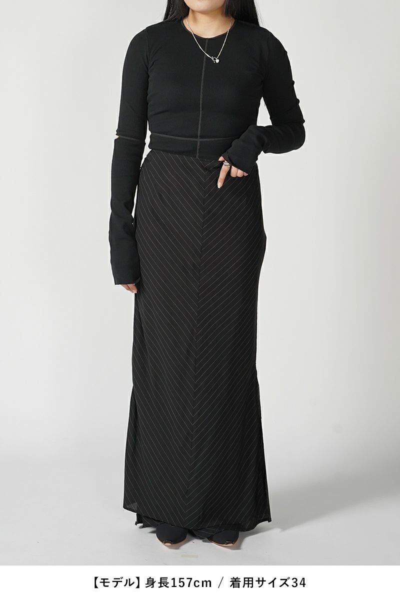 JANE SMITH(ジェーンスミス)WASHED CUPRO STRIPE LONG SKIRT ウォッシュドキュプラストライプ長袖スカート 24SSK-#306L -6