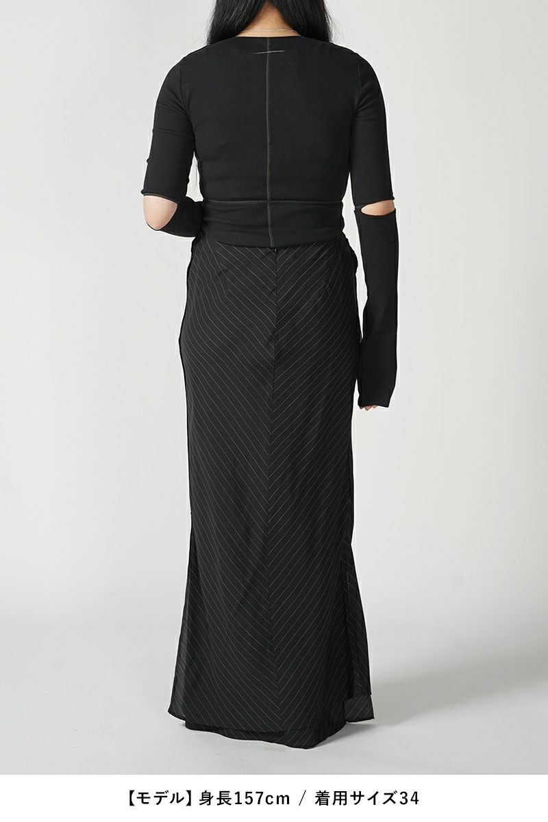 JANE SMITH(ジェーンスミス)WASHED CUPRO STRIPE LONG SKIRT ウォッシュドキュプラストライプ長袖スカート 24SSK-#306L -7