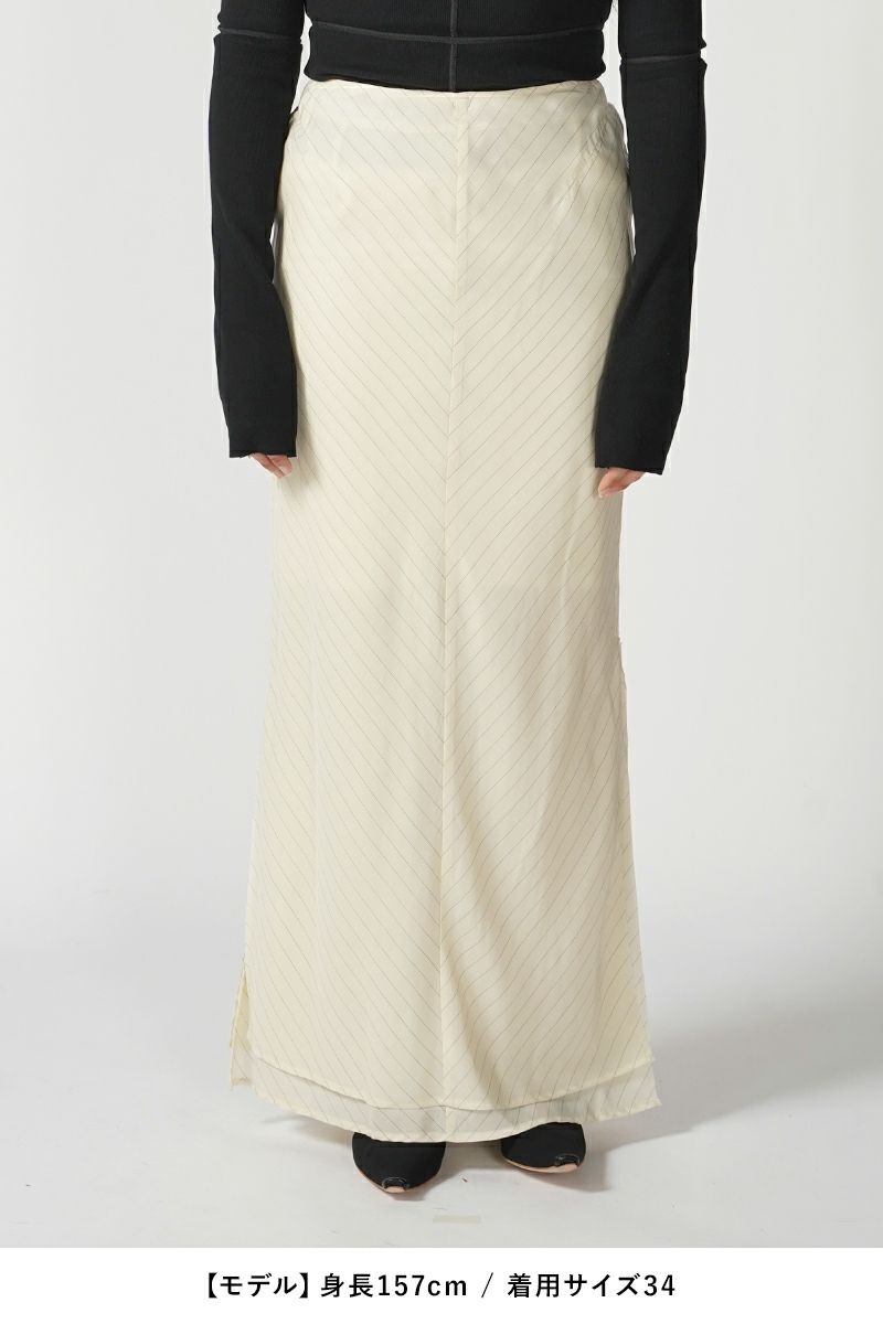 JANE SMITH(ジェーンスミス)WASHED CUPRO STRIPE LONG SKIRT ウォッシュドキュプラストライプ長袖スカート 24SSK-#306L -8