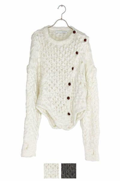 YOHEI OHNO(ヨーヘイオオノ)YOHEI OHNO(ヨーヘイオオノ) leather button acryl knit レザーボタンアクリルニット OH-20A-KN1 OH-20A-KN1