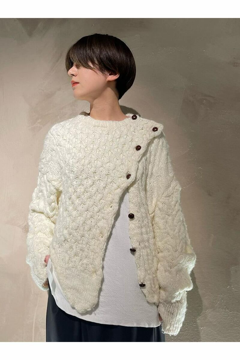 YOHEI OHNO(ヨーヘイオオノ)YOHEI OHNO(ヨーヘイオオノ) leather button acryl knit レザーボタンアクリルニット OH-20A-KN1 OH-20A-KN1 -10