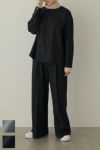 ETRE TOKYO(エトレトウキョウ)セミワイドタックスリットパンツ 1223120042