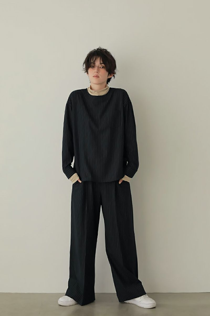 ETRE TOKYO(エトレトウキョウ)セミワイドタックスリットパンツ 1223120042 -1