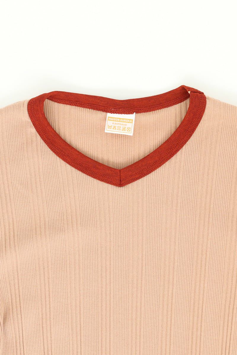 MAISON EUREKA(メゾンエウレカ)ランダムリブVネックTシャツ RANDOM RIB V NECK TEE 211 -3