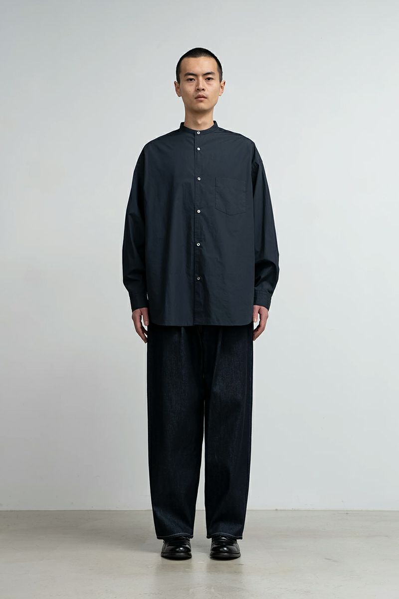 Graphpaper(グラフペーパー)Broad L/S Oversized Band Collar Shirt ブロード長袖オーバーサイズバンドカラーシャツ GM243-50002B -1