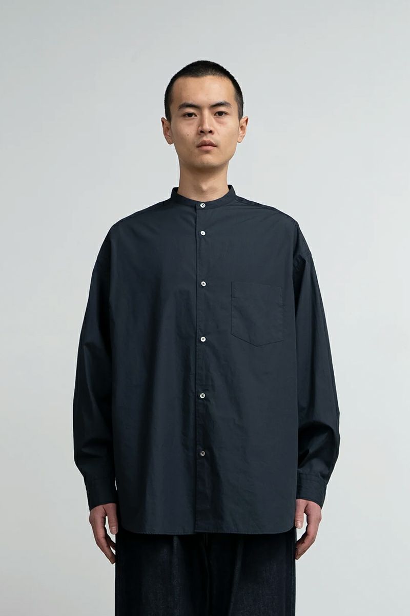 Graphpaper(グラフペーパー)Broad L/S Oversized Band Collar Shirt ブロード長袖オーバーサイズバンドカラーシャツ GM243-50002B -4
