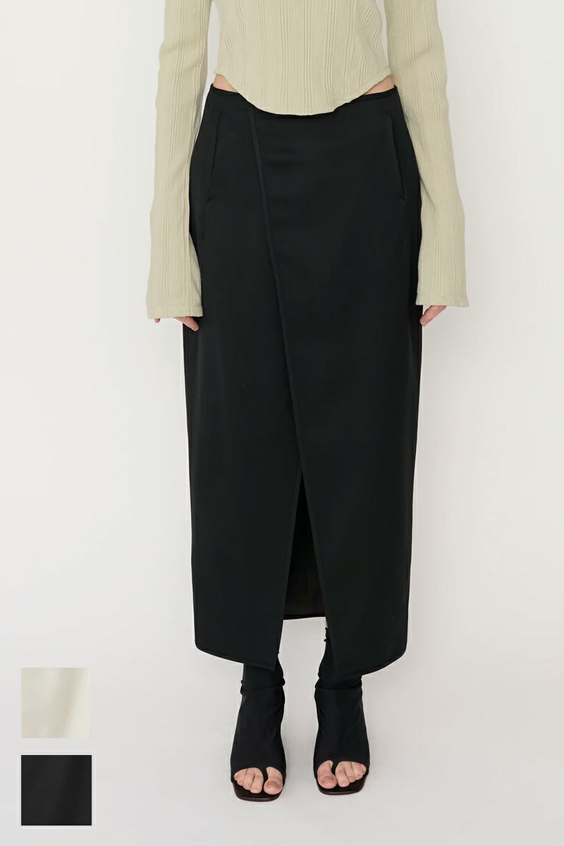 JANE SMITH(ジェーンスミス)WOOL RAYON FRONT OPEN LONG SKIRT ウールレーヨンフロントオープンロングスカート 24SSK-#423L