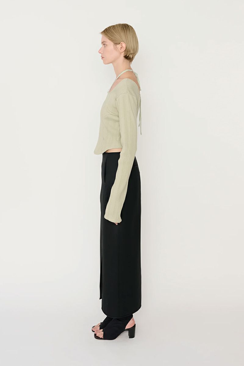JANE SMITH(ジェーンスミス)WOOL RAYON FRONT OPEN LONG SKIRT ウールレーヨンフロントオープンロングスカート 24SSK-#423L -2