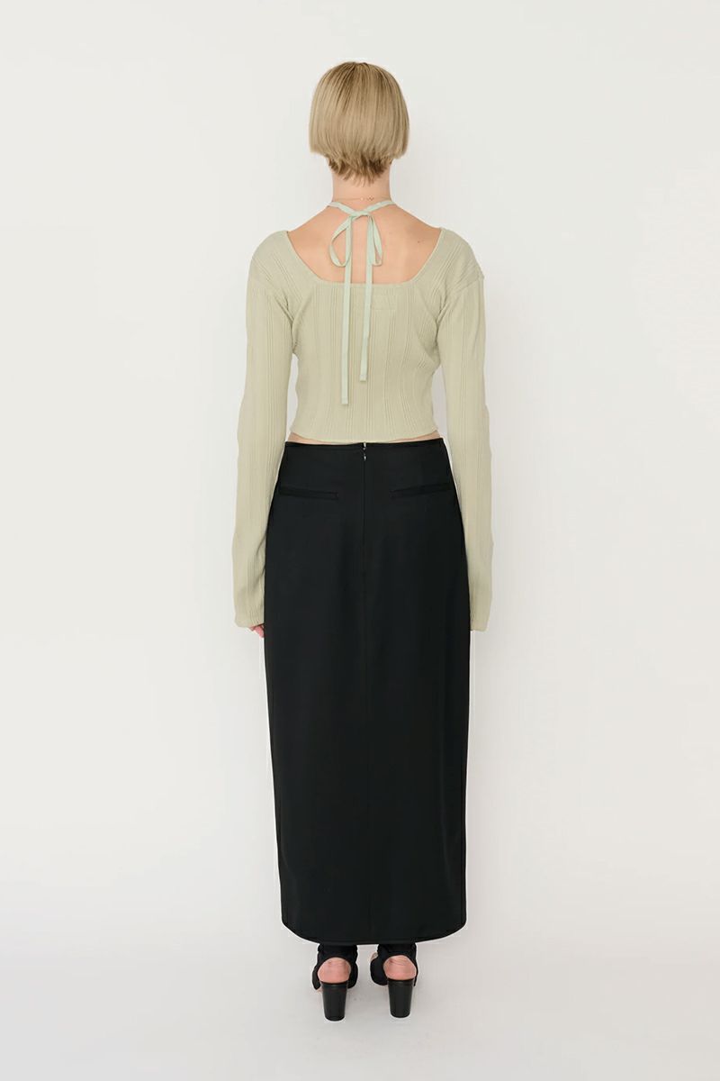 JANE SMITH(ジェーンスミス)WOOL RAYON FRONT OPEN LONG SKIRT ウールレーヨンフロントオープンロングスカート 24SSK-#423L -3