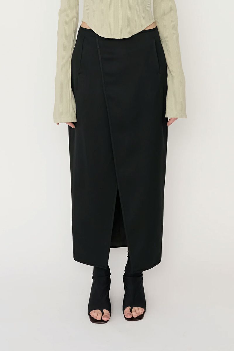 JANE SMITH(ジェーンスミス)WOOL RAYON FRONT OPEN LONG SKIRT ウールレーヨンフロントオープンロングスカート 24SSK-#423L -4