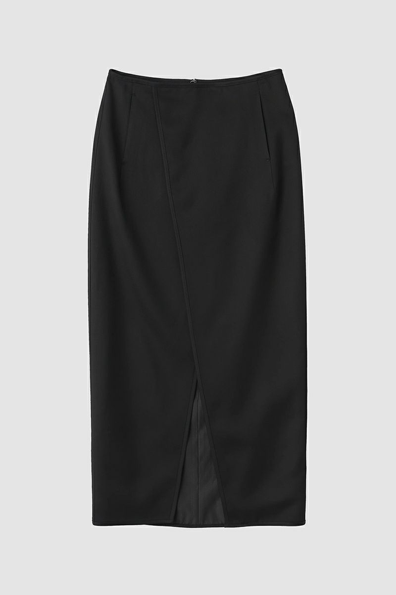 JANE SMITH(ジェーンスミス)WOOL RAYON FRONT OPEN LONG SKIRT ウールレーヨンフロントオープンロングスカート 24SSK-#423L -8