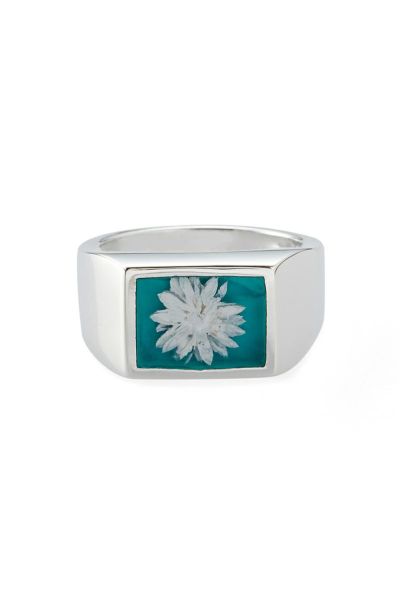 XOLO(ショロ)Signet Ring with Teal Flower シグネットリング ティールフラワー XOR083