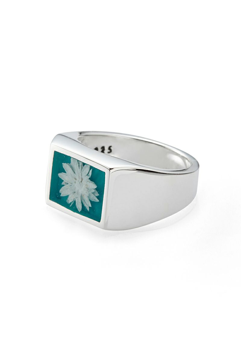 XOLO(ショロ)Signet Ring with Teal Flower シグネットリング ティールフラワー XOR083 -1