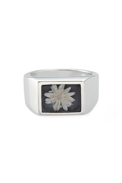 XOLO(ショロ)Signet Ring with Gray Flower シグネットリング グレーフラワー XOR084