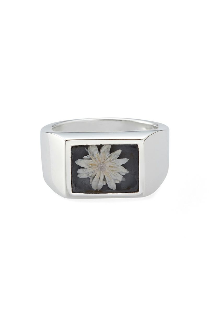 XOLO(ショロ)Signet Ring with Gray Flower シグネットリング グレーフラワー XOR084