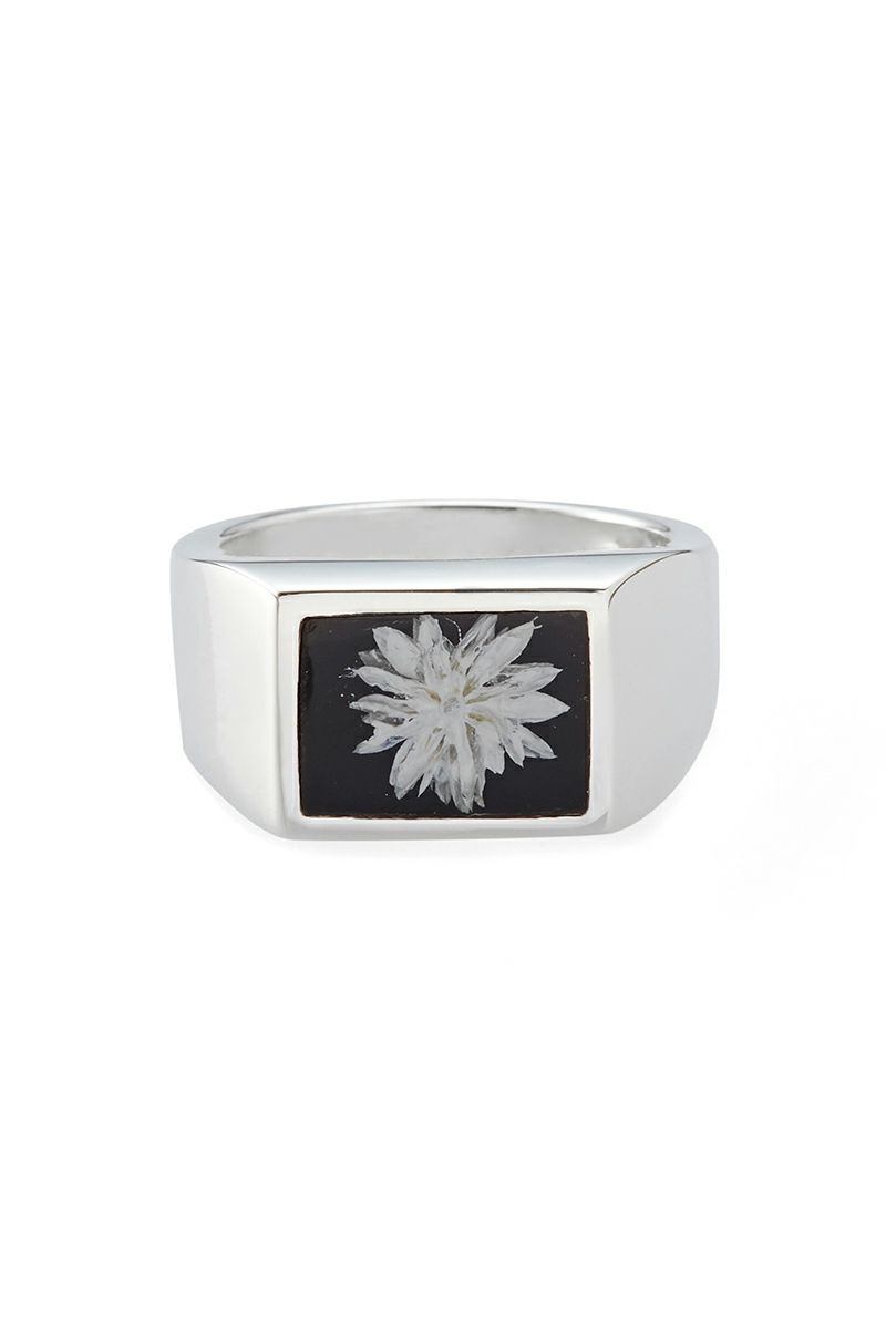 XOLO(ショロ)Signet Ring with Black Flower シグネットリング ブラックフラワー XOR085