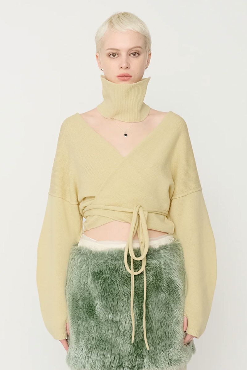 JANE SMITH(ジェーンスミス)7G CACHECOEUR CARDIGAN WITH NECK WARMER 7Gカシュクールカーディガンウィズネックウォーマー 24WKN-#682L -5