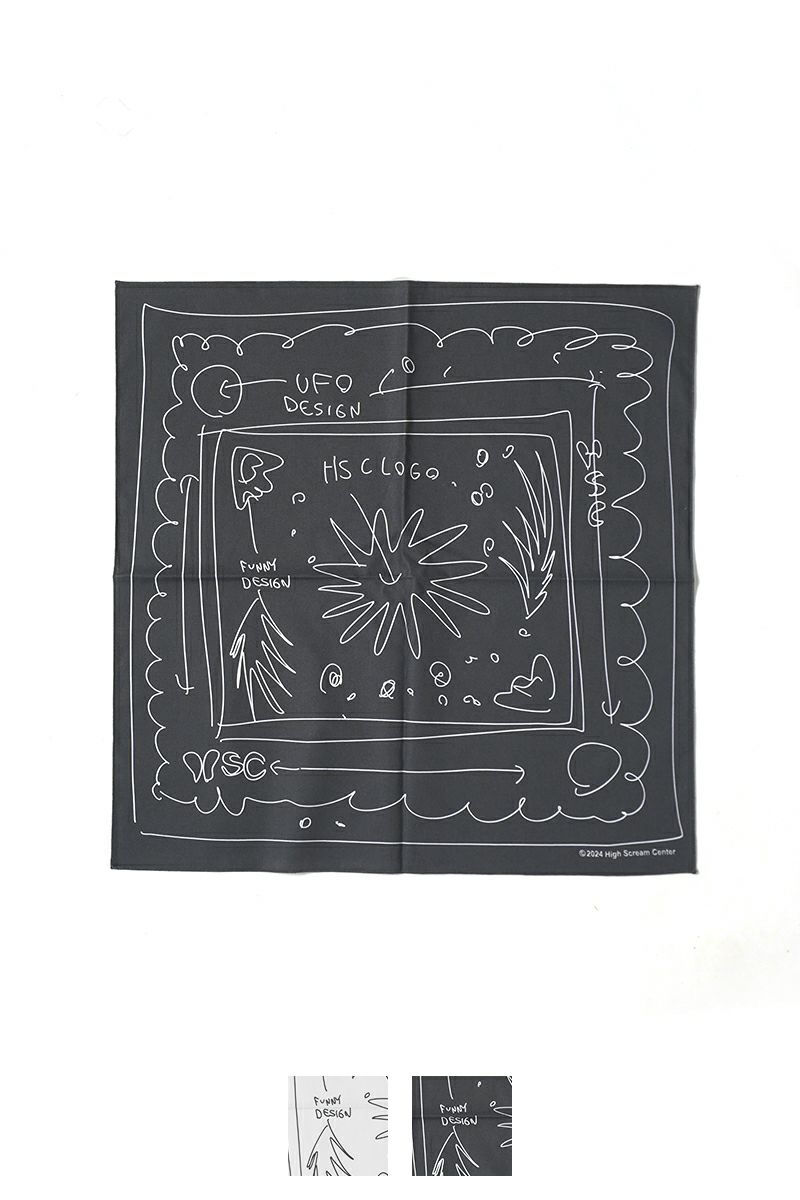 High Scream Center(ハイスクリームセンター)ROUGH SKETCH BANDANA ラフスケッチバンダナ HSC24FW-AC06