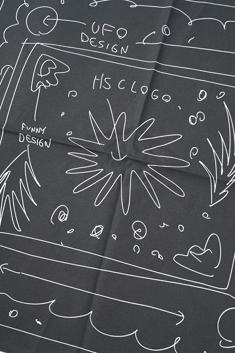 High Scream Center(ハイスクリームセンター)ROUGH SKETCH BANDANA ラフスケッチバンダナ HSC24FW-AC06 -1