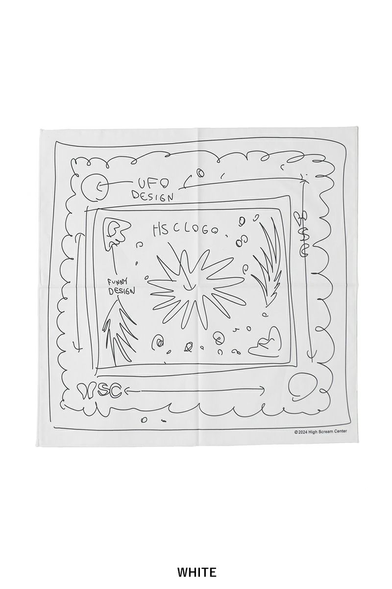 High Scream Center(ハイスクリームセンター)ROUGH SKETCH BANDANA ラフスケッチバンダナ HSC24FW-AC06 -5