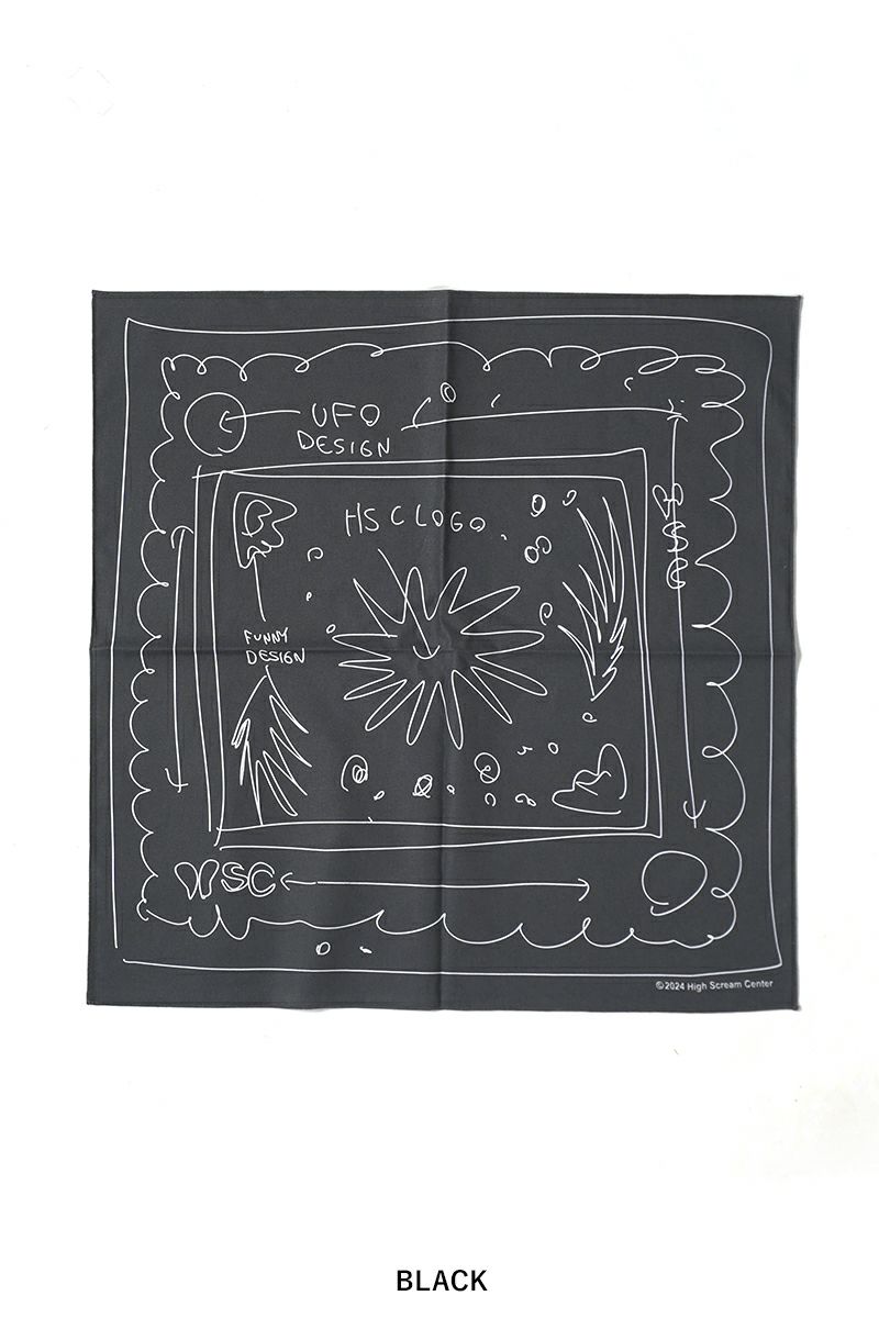 High Scream Center(ハイスクリームセンター)ROUGH SKETCH BANDANA ラフスケッチバンダナ HSC24FW-AC06 -6