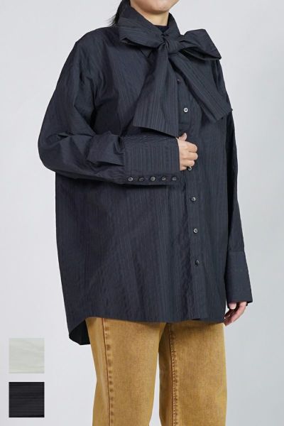 NOUNLESS(ナウンレス)STRIPE RIBBON TIE SHIRTS ストライプリボンタイシャツ 112420430180