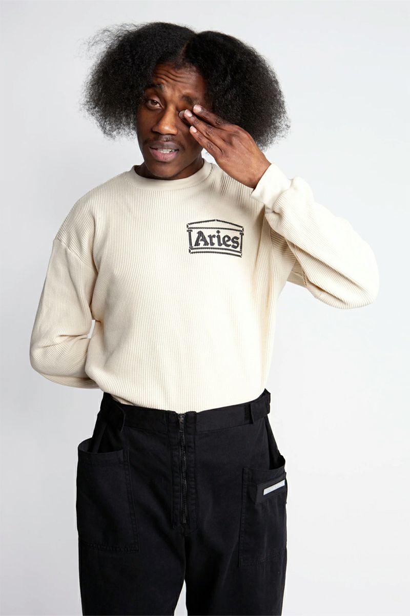 ARIES(アリーズ)Waffle LS Tee コットンワッフルジャージー ユニセックスロングスリーブTシャツ AR40666 -2