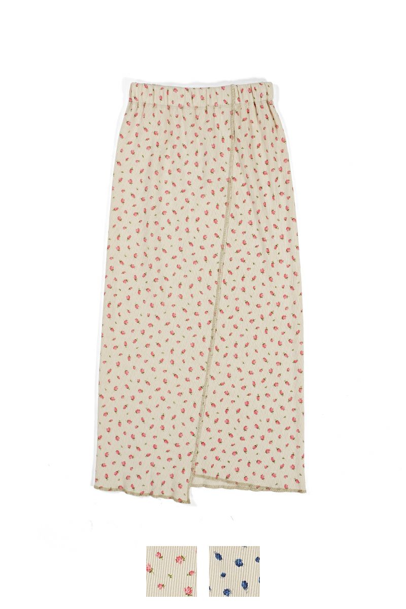 kengo(ケンゴ)kobana ga saita printed rib long skirt 小花が咲いたプリントロングスカート K24FW-SK1