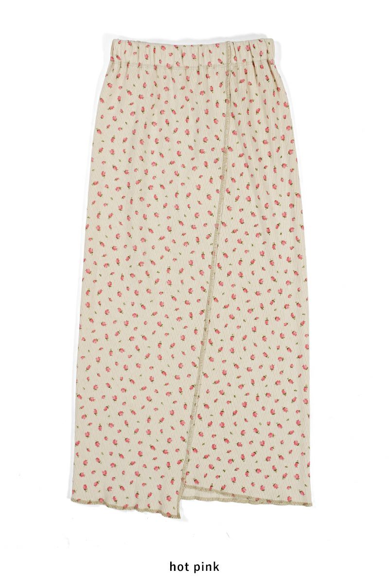 kengo(ケンゴ)kobana ga saita printed rib long skirt 小花が咲いたプリントロングスカート K24FW-SK1 -5