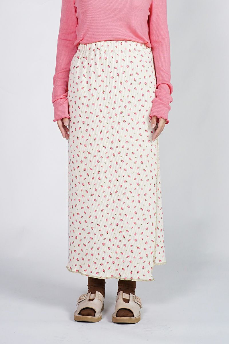 kengo(ケンゴ)kobana ga saita printed rib long skirt 小花が咲いたプリントロングスカート K24FW-SK1 -9