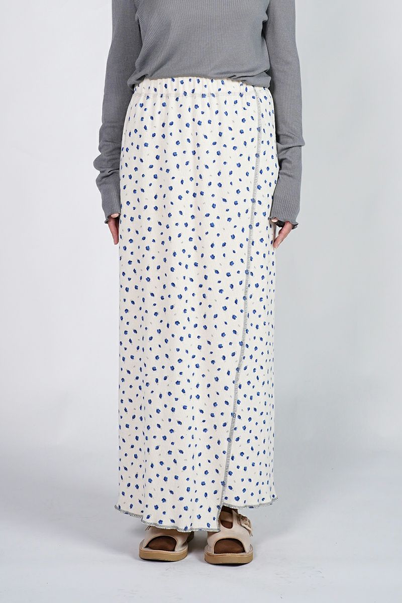 kengo(ケンゴ)kobana ga saita printed rib long skirt 小花が咲いたプリントロングスカート K24FW-SK1 -10
