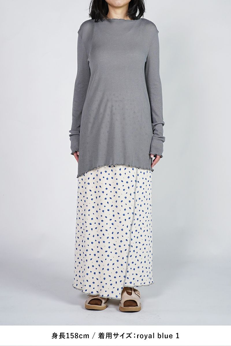 kengo(ケンゴ)kobana ga saita printed rib long skirt 小花が咲いたプリントロングスカート K24FW-SK1 -15