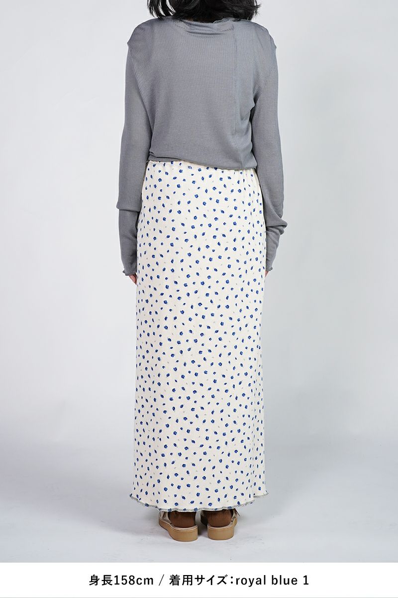 kengo(ケンゴ)kobana ga saita printed rib long skirt 小花が咲いたプリントロングスカート K24FW-SK1 -17
