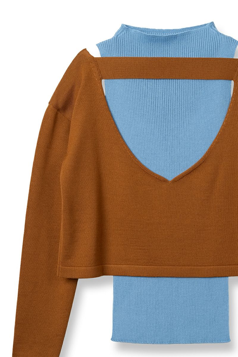 TAN(タン)COMBINATION KNITTED TOPS コンビネーションニットトップス TAN24FW-11 -23