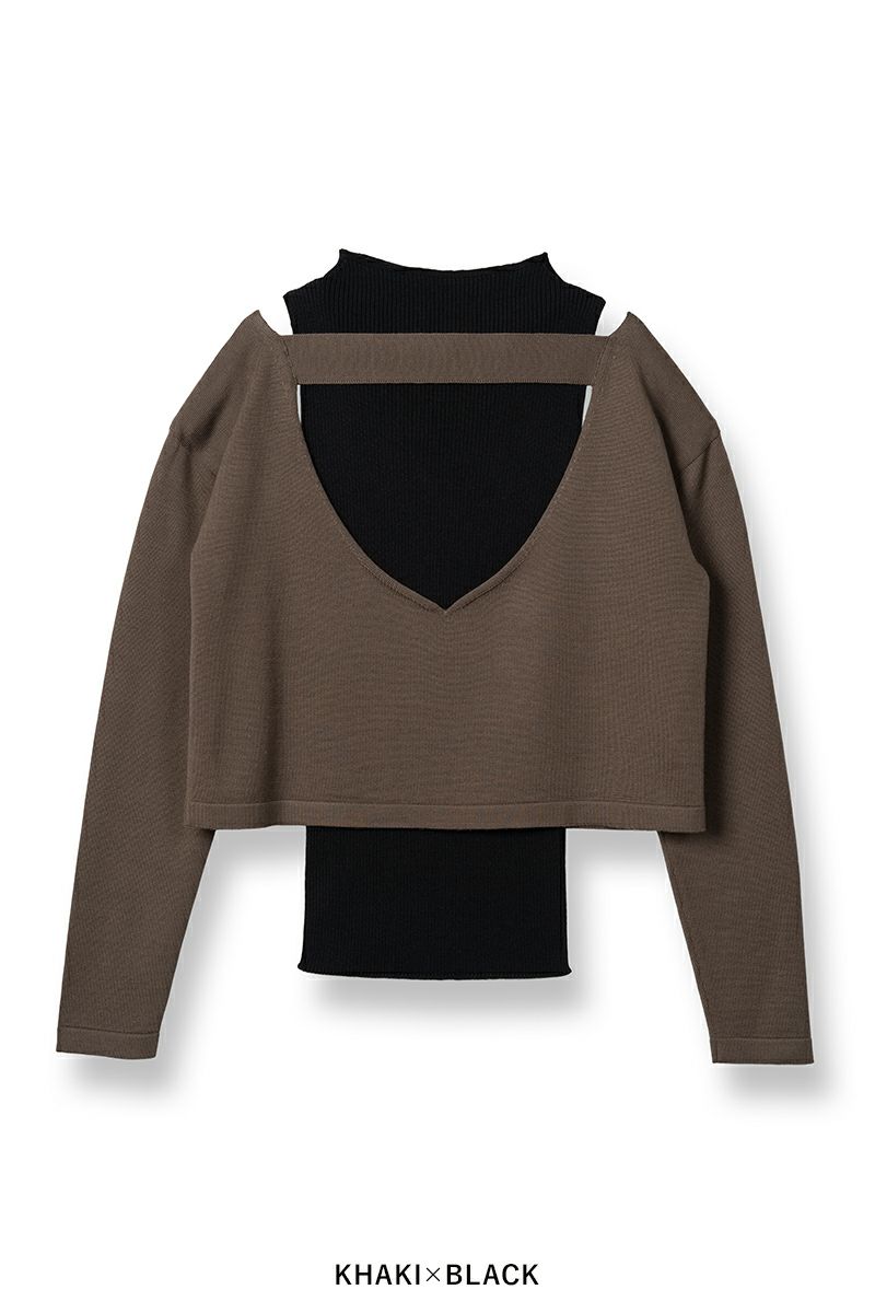TAN(タン)COMBINATION KNITTED TOPS コンビネーションニットトップス TAN24FW-11 -24