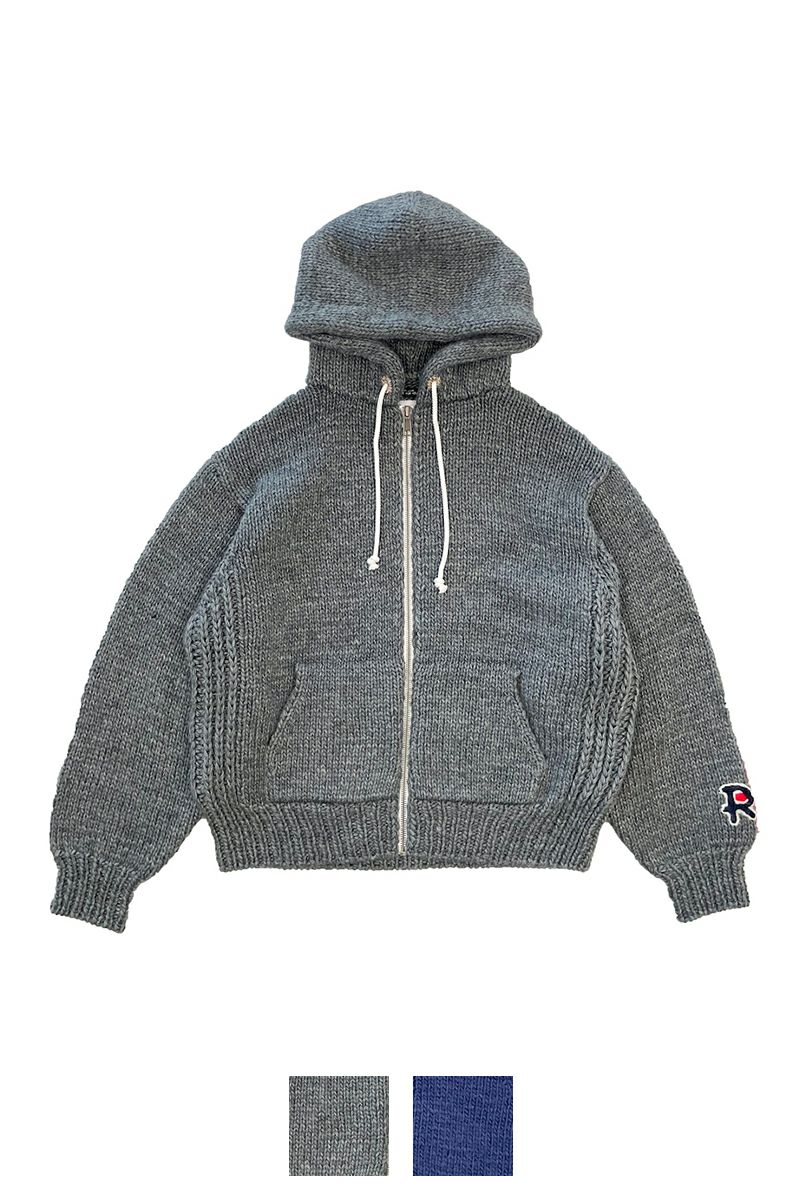 【半額】RICE NINE TEN ハンドニット ジップフーディ ネイビー RICE NINE TEN / Hand-knitted zip hoodie | RICE NINE TEN