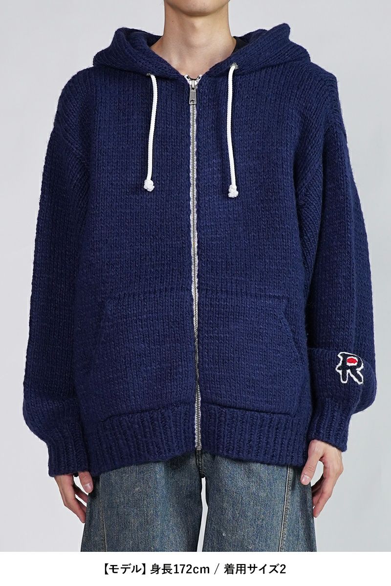 【半額】RICE NINE TEN ハンドニット ジップフーディ ネイビー RICE NINE TEN / Hand-knitted zip hoodie | RICE NINE TEN