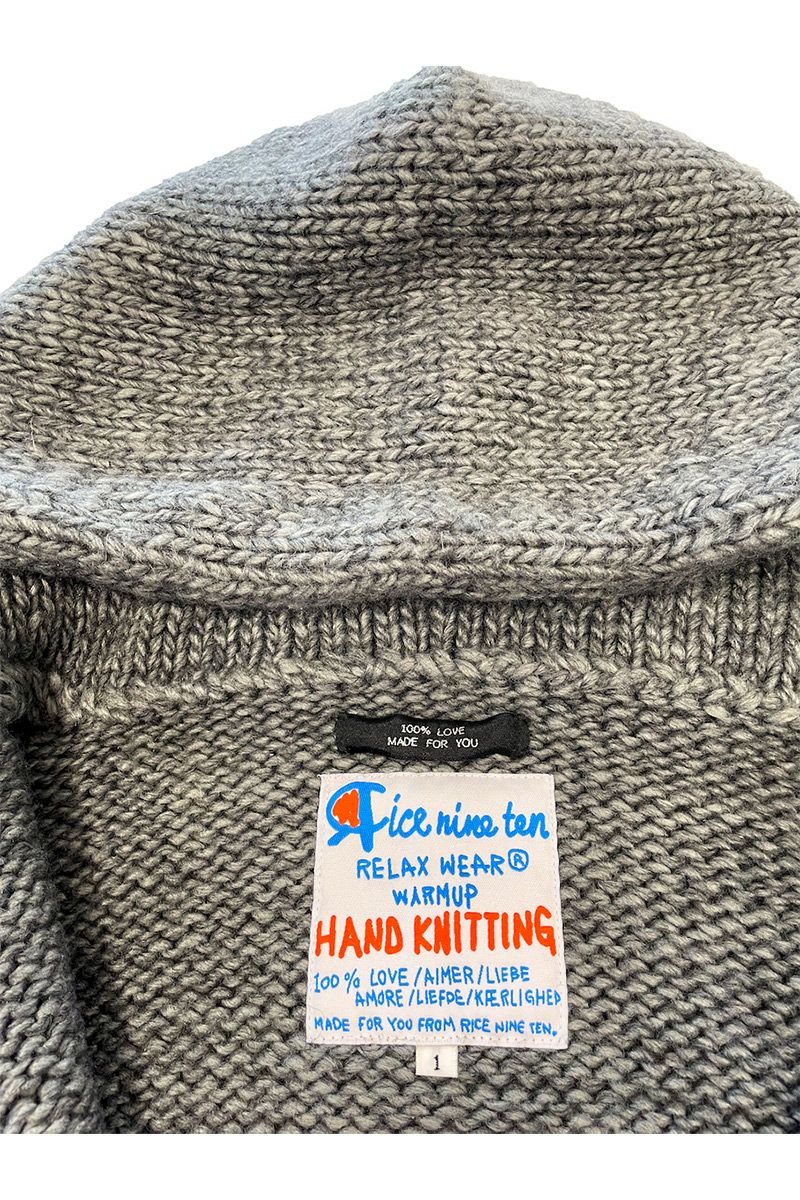 RICE NINE TEN(ライスナインテン)HAND KNITTED ZIP HOODIE 手編みジップフーディー HKN-ZH -19