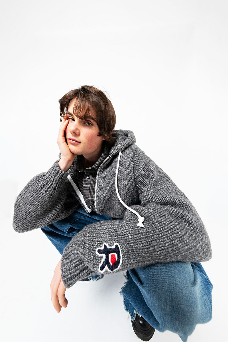 RICE NINE TEN(ライスナインテン)HAND KNITTED ZIP HOODIE 手編みジップフーディー HKN-ZH -21