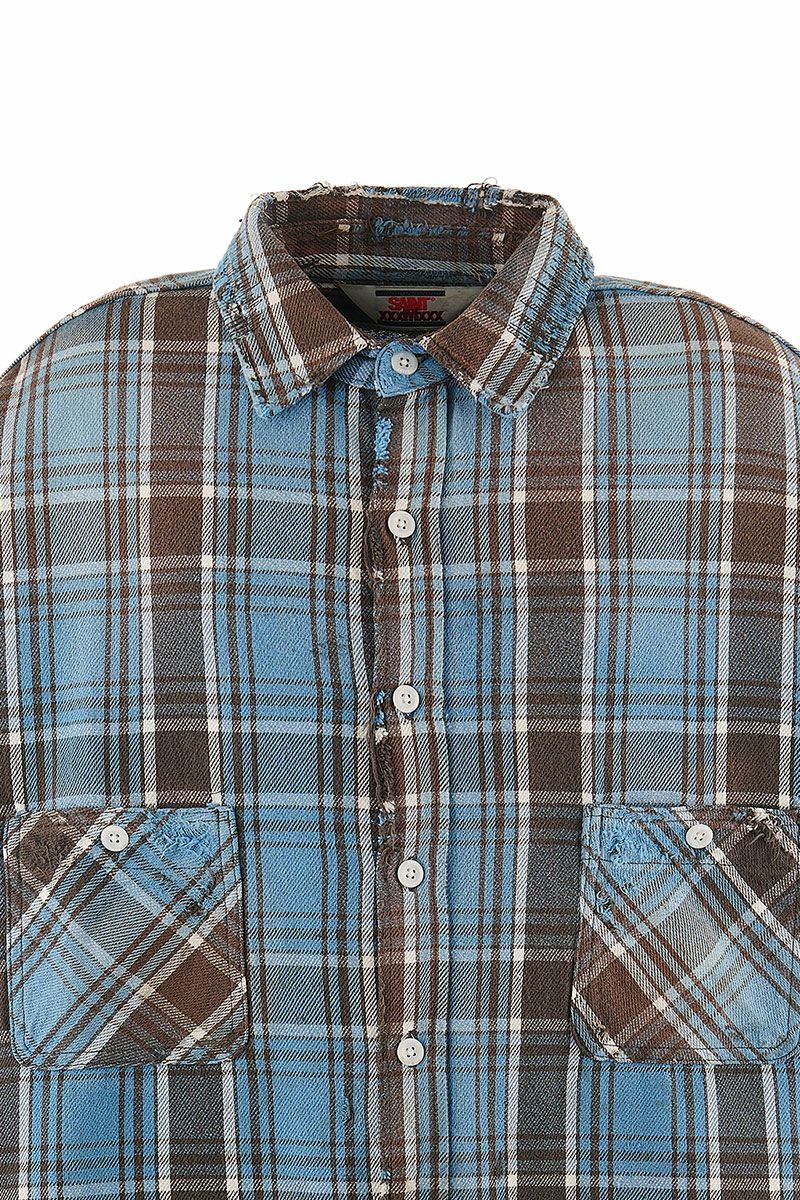 SAINT Mxxxxxx(セントマイケル)SM-YS1-0000-024 / FRANNEL SHIRT / BLUE+GRAY フランネルシャツ -1