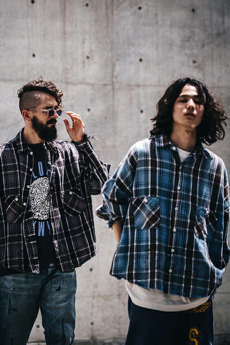 SAINT Mxxxxxx(セントマイケル)SM-YS1-0000-024 / FRANNEL SHIRT / BLUE+GRAY フランネルシャツ -4