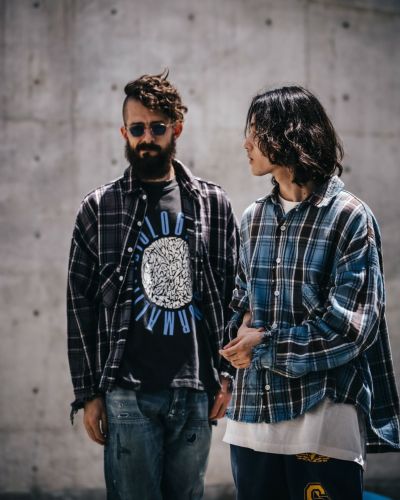 【saintmxxxxxx LOOKBOOKS】SM-YS1-0000-023 / FRANNEL SHIRT / BLACK+GRAY フランネルシャツ