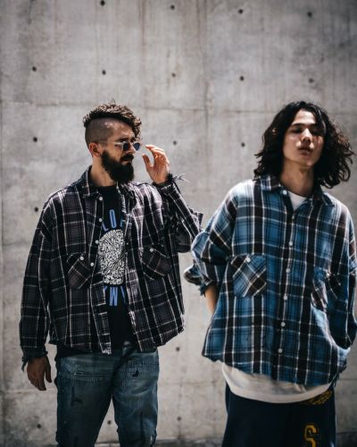 【saintmxxxxxx LOOKBOOKS】SM-YS1-0000-024 / FRANNEL SHIRT / BLUE+GRAY フランネルシャツ