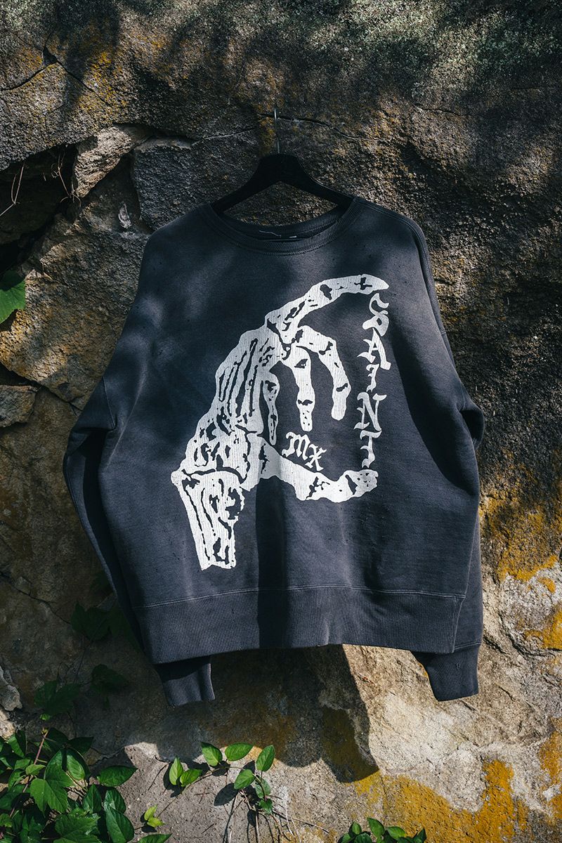 SAINT Mxxxxxx(セントマイケル)SM-YS1-0000-031 / CREW SWT / BONE SAINT / BLACK クルーネックスウェット -3