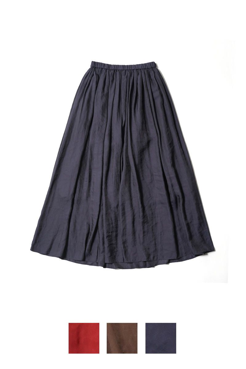 ma couleur(マ クルール)ビンテージサテン ギャザーマキシ スカート J4565