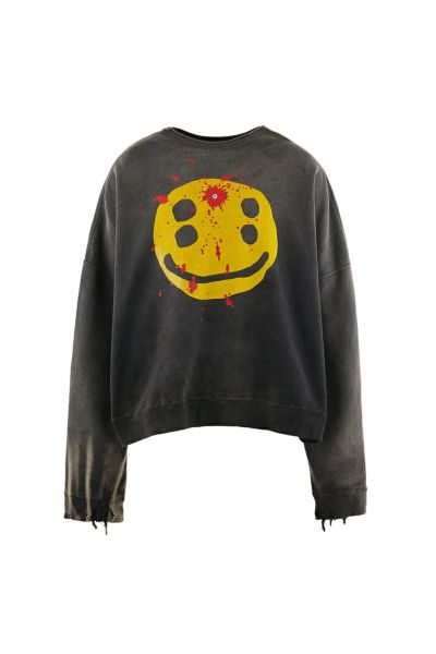 SAINT Mxxxxxx(セントマイケル)SM-YS1-0000-C06 / CP_CREW SWT / SMILE / BLACK クルーネックスウェット